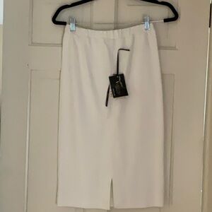 White Knee-Length Pencil Skirt with Slit